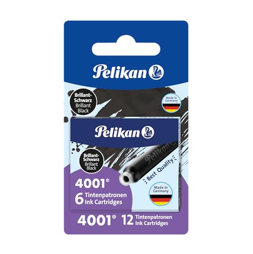Pelikan Set Cartucce Inchiostro 4001 per Stilografiche TP6 - Nero Brillante - Confezione Risparmio 12 Unità / 2 Scatole da 6 Cartucce - Made in Germany 330803