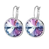 Pendientes de aro hipoalergénicos chapados en oro de 14 quilates con cristales de Swarovski