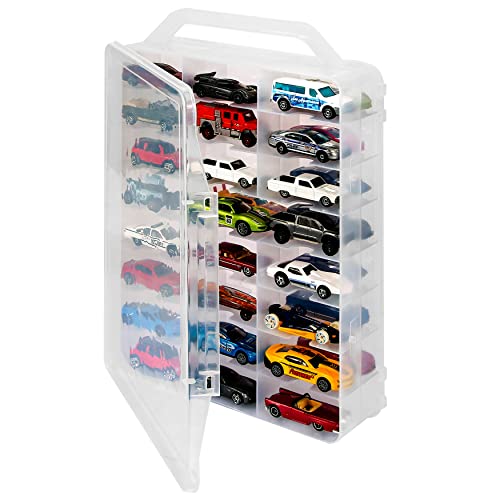 image for KISLANE Double Sided Storage Case for 48 Toy Cars, Matchbox Cars, Port
