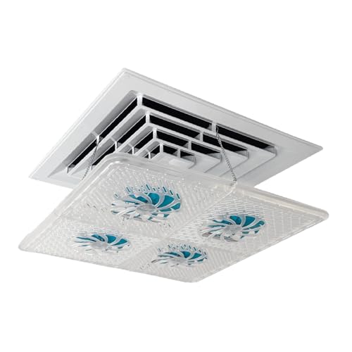 セントラルエアコンディフレクター、風よけ、アウトレットエアバッフル、家庭用図書館オフィスホール用エアコン風防, 白と青 -