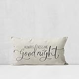 Mancheng-zi Always kiss me Goodnight Pillow Covers 12x20,Bedroom Decor for Couples,Bedroom Pillows Decorative,Bed Pillows Decorative