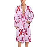Fight Breast Cancer Ribbon Fashion Robes Bathrobe for Women Men Quick Dry Loungewear for Spa Beach Travel M