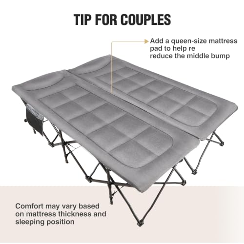 Image of REDCAMP 59 inch W 2 Person Camping Cot for Adults, 500lbs XXL Double Cot