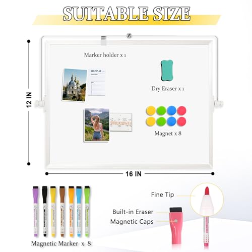 Double-Sided Magnetic White Board with Stand, 16" x 12" - Image 3