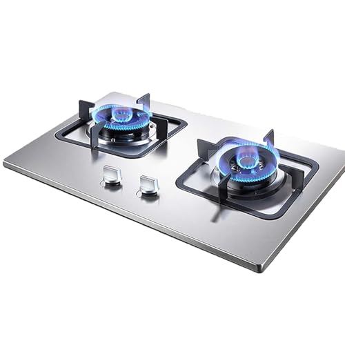 THEGA Estufa De Gas Portátil De 2 Quemadores - Cocina De Gas De Acero Inoxidable De 4.2 KW, Cocina De Gas De Sobremesa Y Empotrada(LPG)
