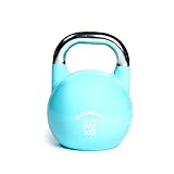 BOOMFIT Kettlebell de Competición 10 kg | Tamaño único para técnica constante y segura | Asa cómoda y base plana estable | Para fuerza y cardio funcional en casa o box | Pesa rusa 10 kg por color
