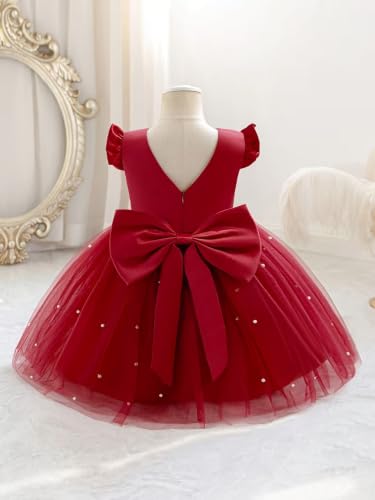 Image of TAGAS Girls Princess Party Dress | Mesh Layered Fit & Flare Frock for Girls | Pearl Embellished Tulle Dress | Birthday Dressess | Wedding Kids Fancy Frock (3-11 Years)