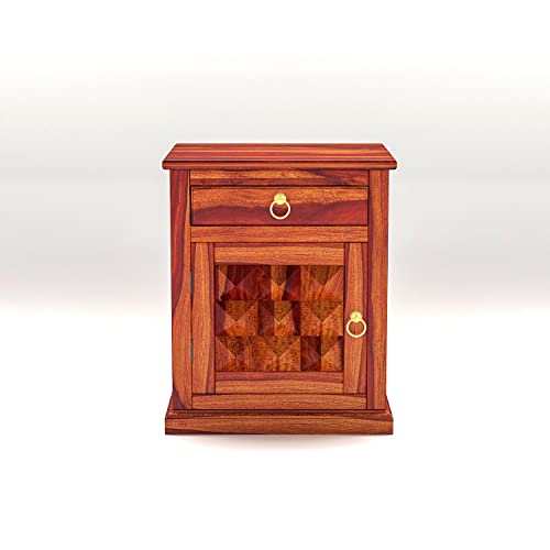 Image of Custom Decor Diamond Cut Bedside Table - Walnut