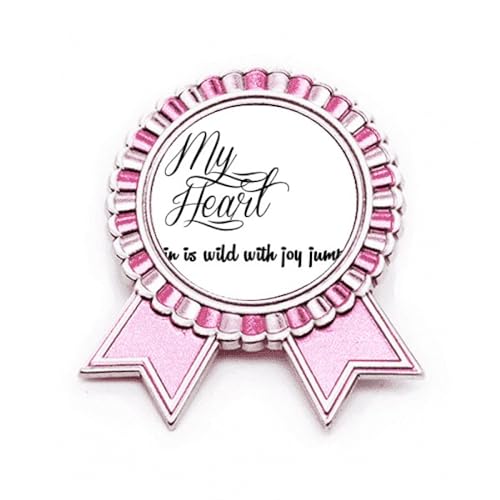 Broche poésie My Heart Joy en métal rose taille M pour vêtement