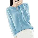 Suéteres de lana para mujer, cárdigan de cachemira, primavera y otoño para mujer, prendas de punto básicas con cuello...