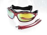 Cinta y patillas cambiables Ravs Gafas Deportivas Gafas de Esquí - Kitesurf - Ciclismo Gafas Gafas de Sol con Banda, Arco y Estuche Softbag Super Flash Espejado