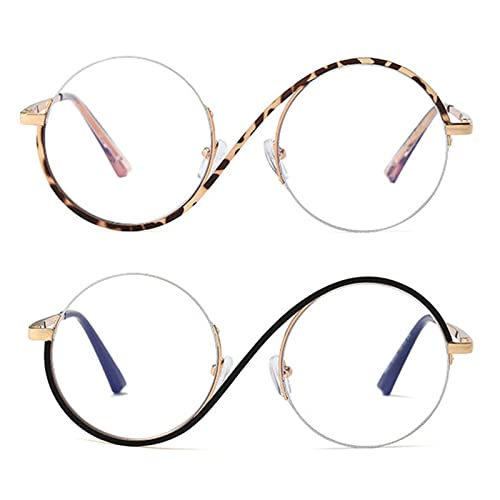 Image of willochra unique Round Blue Light Blocking Glasses for women Elphaba Glasses Metal Frame Computer Anti Eyestrain Eyeglasses