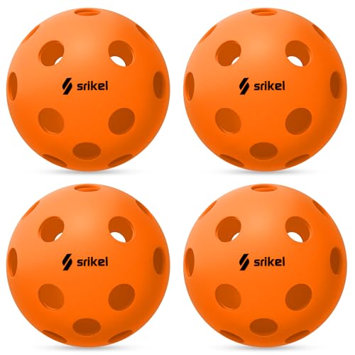 Srikel Indoor Pickleball Balls, 26 Holes Pickleballs USAPA Approved, High-Visibility and Bounce Durable Pickle Balls for Tournament, Training & Beginner Practice,Orange/4Pack