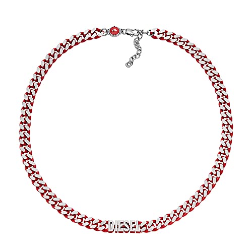 Diesel DX1416040 Men's Steel Necklace Length: 450 mm + 50 mm, Width: 21.9 mm, Height: 8 mm Red Stainless Steel Necklace