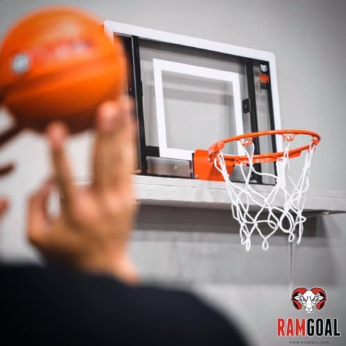 image for RAMGOAL Wall Mounted Indoor Adjustable Mini Basketball Hoop with Ball 