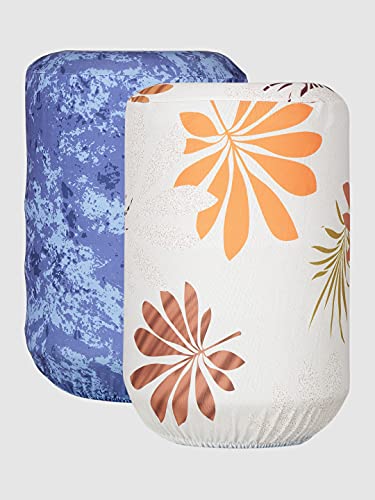 Image of Cortina Printed Water Can Cover | Dispenser Bottle Protector | Polyester Material | Elastic Closure | Environmental Friendly | Digitally Printed | 45cm x 42cm x 43cm | 20 Lts | 2Pc | Blue & Beige