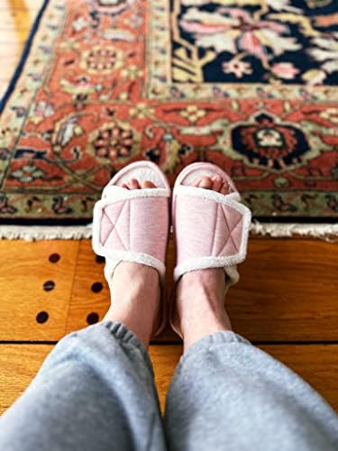Dearfoams Women's Adjustable Indoor/Outdoor Machine Washable Memory Foam Slide Slipper, Pink, 7-8 | Image 6