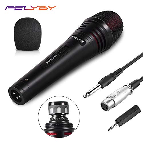 FELYBY Dynamic Vocal Microphone Dynamic Karaoke Handheld Microphone with 6.35mm XLR Audio Cable