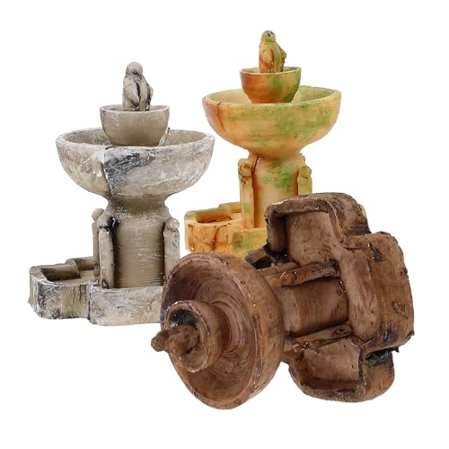 CIMAXIC Miniature Garden Water Fountain Decor 3pcs Resin Mini Landscape Ornaments