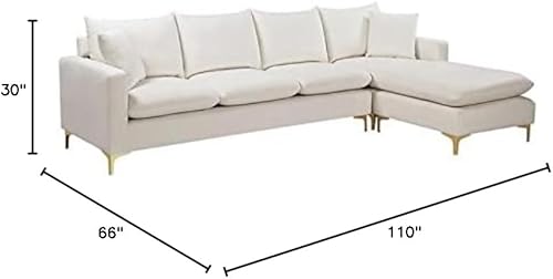 Miniatura 10 de Home Square Juego de 2 piezas con silla de terciopelo y seccional reversible en color crema