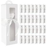 SENONAPO 30 Pcs Gift Box Sublimation Tumblers with Handle and Ribbon Gift Box 11 x 3.4 x 3.4 Inches Wine Bottle Cup Wrapping Packaging For Heat Press Blanks Bottle Clear (White)