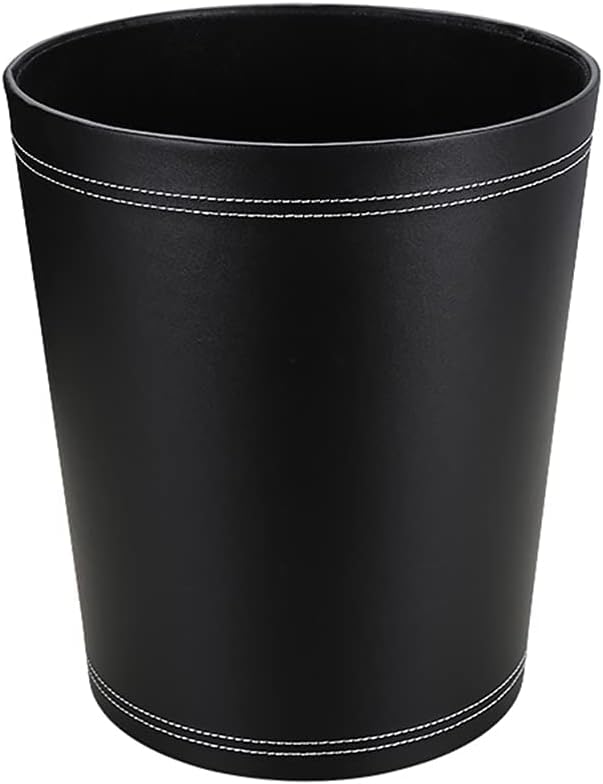 KINGFOM Classic Leather Trash Cans Waste Paper Basket, Storage Bin for Bathroom, Kitchen, Office and High Class Hotel