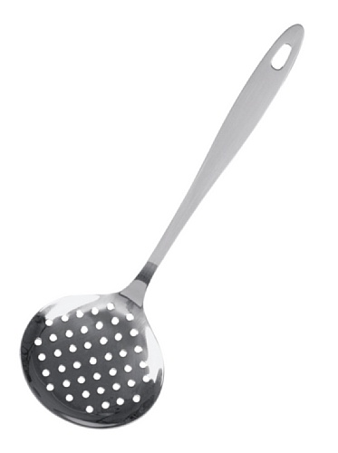 Fackelmann Espumadera Acero Inoxidable, Espumadera para fritos, Escurridor de aceite, óptimo para escurrir líquidos, Material duradero y resistente, 32x10, 5 cm, 1 ud