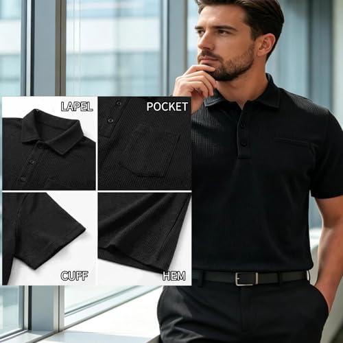 Capri Polo Shirts Men Ultra Comfortable Polo Shirt | Textured Breathable Refreshing Casual Polo Shirts miniatura 4