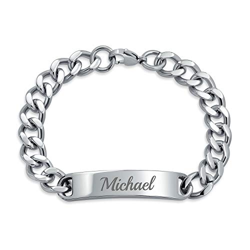 Bling Jewelry SGD-5694-8 Identification Name Plated Curb Cuban Link Chain Id Bracelet thumb #4