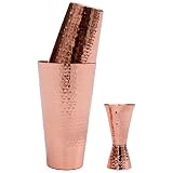Prince of Scots Hammered Copper Cocktail Shaker Set with Jigger, 30 Ounce Cup, 18 Ounce Cup