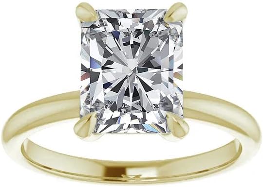 Radiant Cut Moissanite Solitaire Engagement Ring, 3ct, 10k Yellow Gold