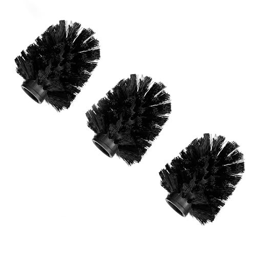 Image of 3PCS Toilet Brush Head Replacement Refills, Easy Screw-On Design, Sturdy Simple Compact Replaceable Stiff Bristles, Make Deep Cleaning, Good Grip for Bowl Plunger in Guest Office Master Bathroom-Black