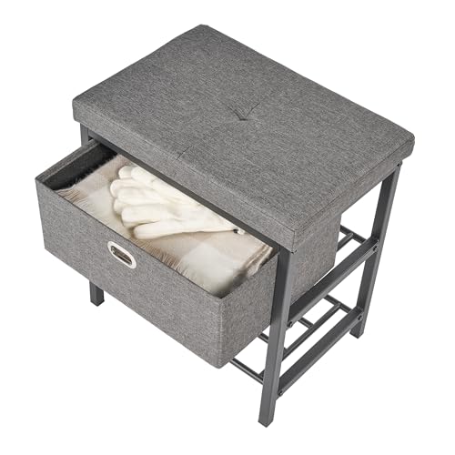 neatfreak Storage Bench Seat with Drawer - Single Seat Entryway Bench with Shoe Storage Rack - Home Decor Storage Stool Perfect for Mudroom, Foyer or Foot Rest - 13 x 18 x 19 inch