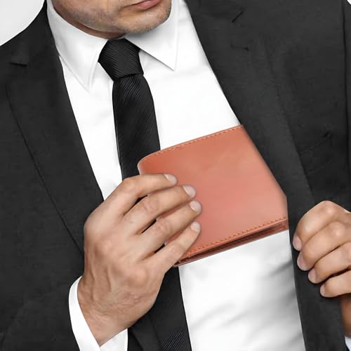 Leather Men's Wallet – Genuine Leather, Multiple Card Slots, Zipper Pocket, Slim Bifold Design, Elegant & Durable(Tan)4
