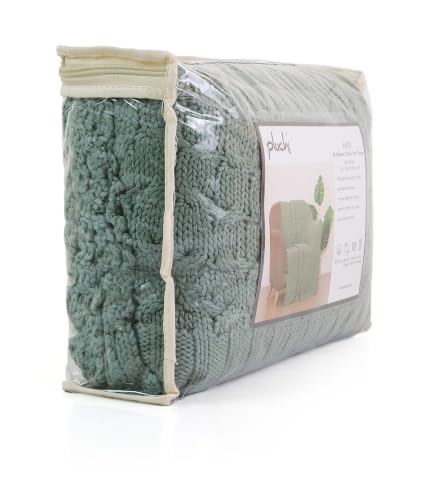 Image of Pluchi Kelly Knit Cotton Knitted Textured All Season AC Throw Blanket for Sofa (Luxurious,125cm X 150cm, 49 x 59 Inches) (Lily Pad Blue)