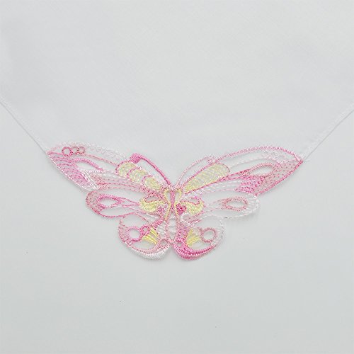 Selectedhanky Women's Cotton Handkerchiefs With Butterfly Lace At Corner, Ladies Hankies 12 Pcs #TOP5