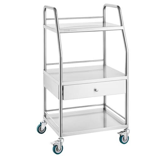 Vevor 2 SHELF STAINLESS STEEL UTILITY CART Utility Cart With 3 Shelves Shelf Stainless Steel With Wheels Rolling Cart Commercial Wheel Dental Lab Cart Utility Services thumb #7