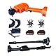Elektrische Motorhacke, kabellos, 21 V, tragbar, mit Akku und Ladung, 235 U/min, abnehmbarer Griff, Breite / Arbeitstiefe 10/10 cm, Kultivator für Yard, Bodenanbau (2 Batterien)
