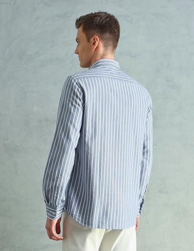 Image of Arrow Striped Slim Fit Mens Casual Shirts - 100% Cotton, Breathable & Comfortable, Full Sleeves Shirts for Men