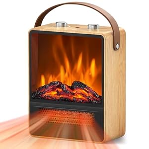 Electric Fireplace Heater for Indoor Use, 1500W/750W Space Heater Fireplace with 3D LED Flame, Double Safety Protection, Portable Fireplace Heater for Home Office Christmas Decoration