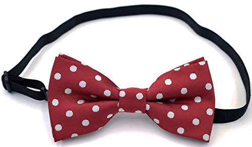 Carahere Boys Handmade Pre-Tied Classic Polka Dot Bow Ties Deep Red