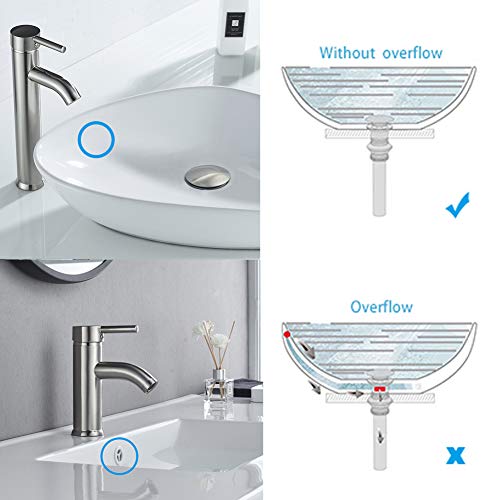 Bathroom Sink Drain Without Overflow Vessel Sink Lavatory Vanity Pop Up Drain Stopper, Brushed Nickel #TOP5