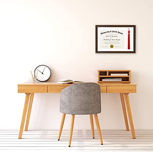 Americanflat 11X16 Graduation Frame In Walnut With 2 Opening Mats - Displays 8.5X11 Diplomas With Tassel - Shatter Resistant Glass Diploma Frame With Tassel Holder And Includes 2 Sawtooth Hangers #TOP3