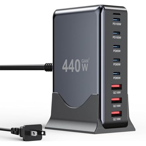 Image of 440W USB C Charger Block,8-Port USB C GaN Multiple Port Charging Station
