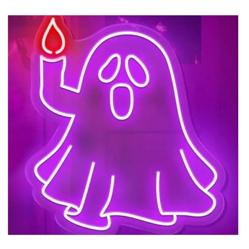 Lampe panneau néon fantôme bougie avec luminosité réglable USB