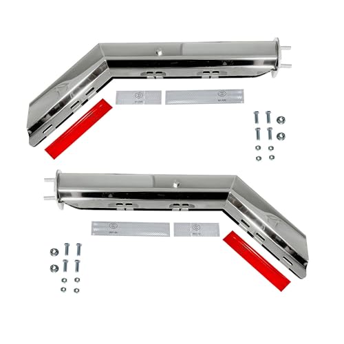 Image of Pair 30.25'' Chrome Heavy Duty 2.5 inch Bolt Spring Loaded Angled Mud Flap Hanger with Conspicuity Tape RH & LH for Semi Truck