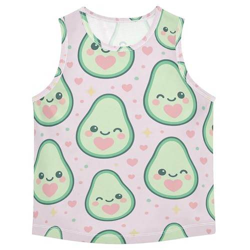 Cute Avocado Pink Tank Top for Boys Sleeveless Kids Vest Teen Clothing for Running Golf Hiking 3T
