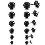 Anchura: 6 mm (0,2" Pulgada) MunkiMix 3~8mm 12 Pieza Acero Inoxidable Semental Pendientes Negro Bola Bola Bead Ronda Redonda Conjunto Set (6 Coppiaes) Hombre,Mujer