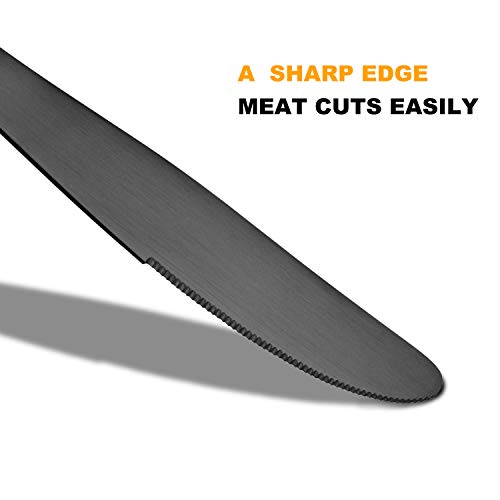 40 Pieces Matte Black Silverware Set Serve for 8, Stainless Steel Flatware Set Utensils Cutlery Tableware Set Including Steak Knife Fork and Spoon, Gift Package for Wedding Housewarming
