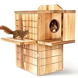 Memorywuu Large Squirrel Family House for Outside with Multi Platform Wooden Squirrel Nesting Box for Breeding...